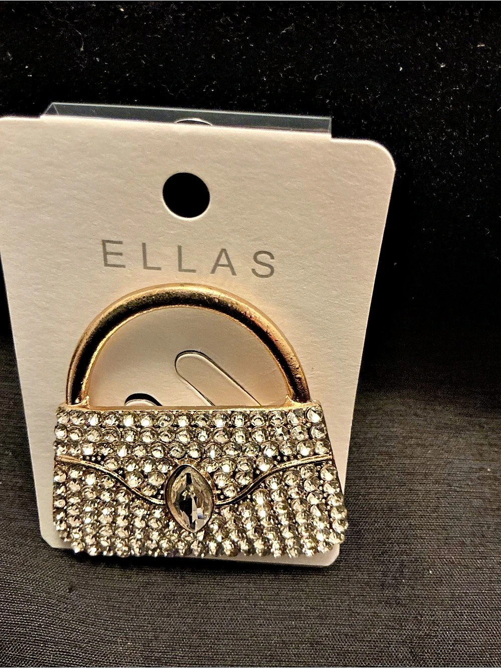 ELLAS Rhinestone Brooch in Gold NWT